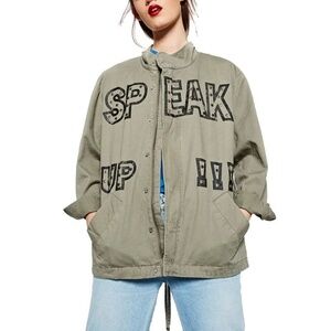 Embroidered and studded army jacket